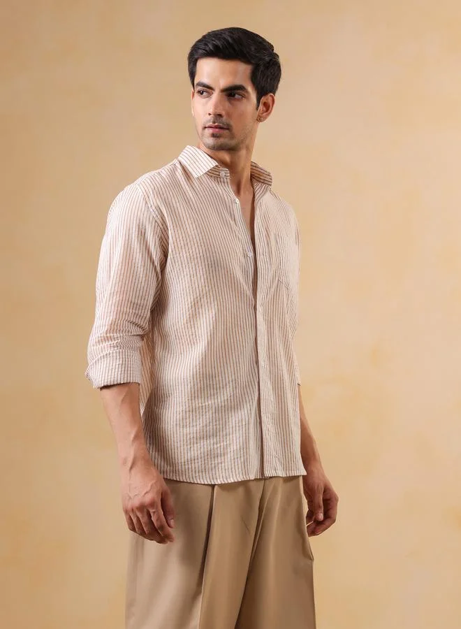 ترولوم قميص قطن مخطط بقصة مريحة للرجال